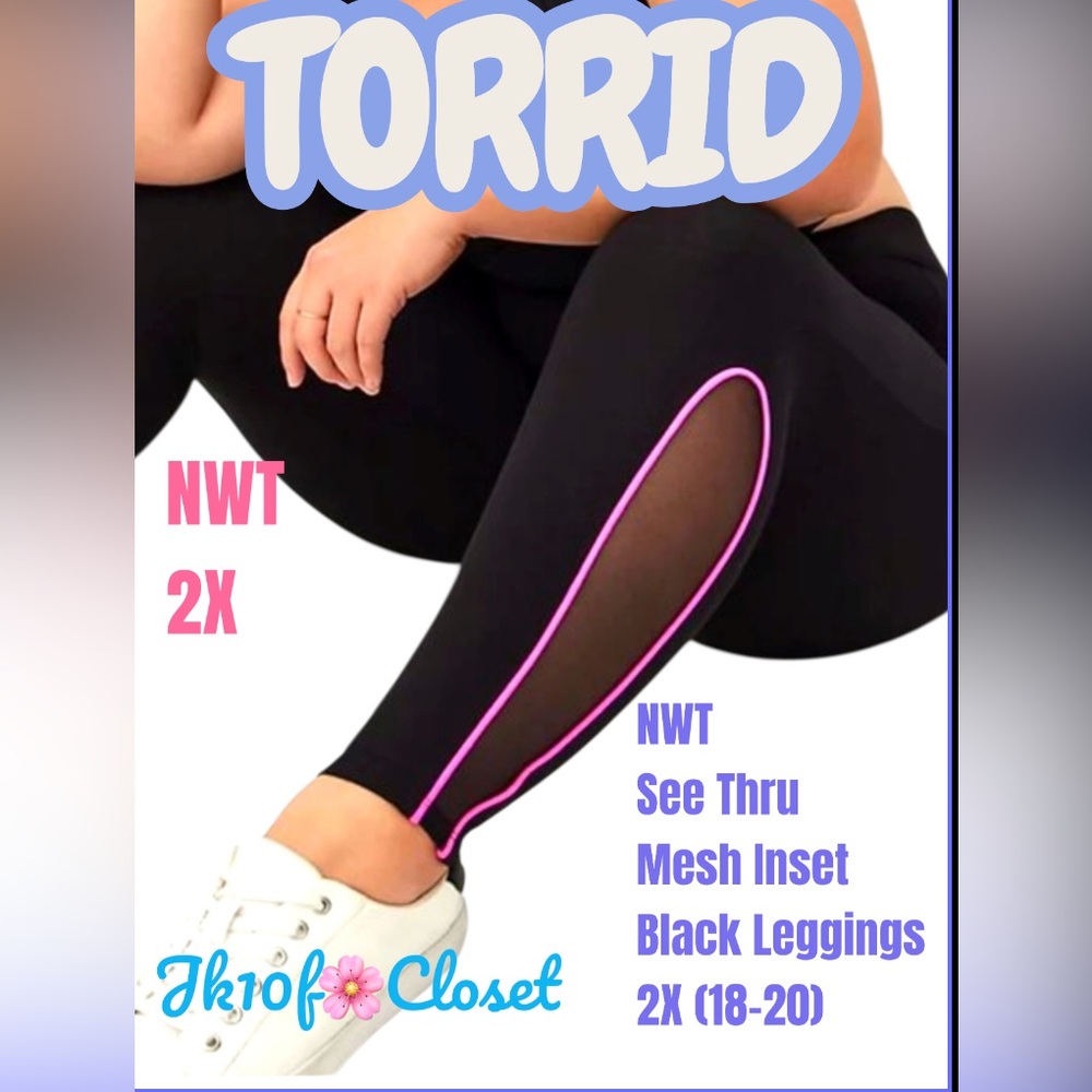 LOWEST🌺 NWT TORRID 2X BLACK SEE THRU MESH PANEL LEGGING PANTS - Picture 10 of 11